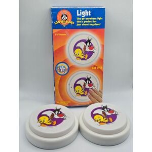 Vintage 2000 Looney Tunes Sylvester Tweety Touch Bright Push Night Light Set